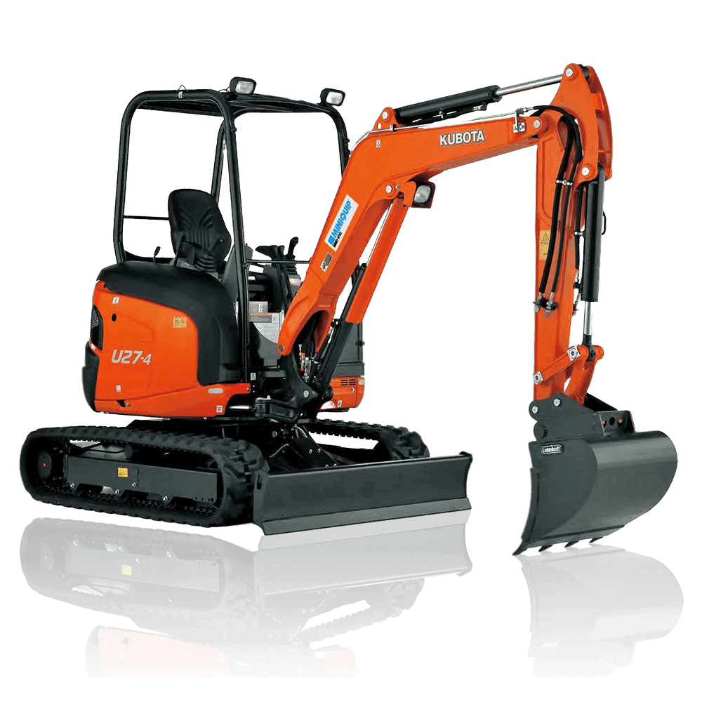 Kubota U27-4HGL mini excavator on tracks with digging arm extended