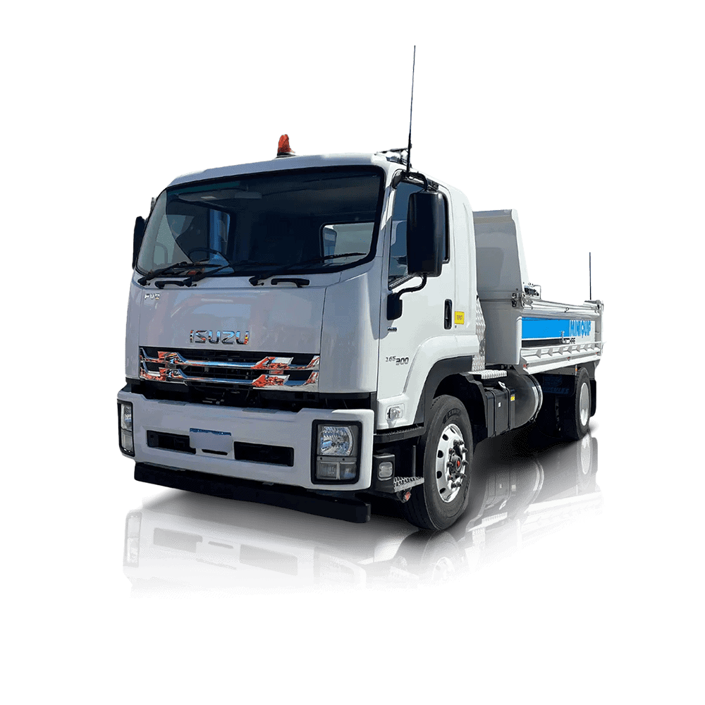 Isuzu truck for mini quarry equipment hire, construction and industrial purposes.