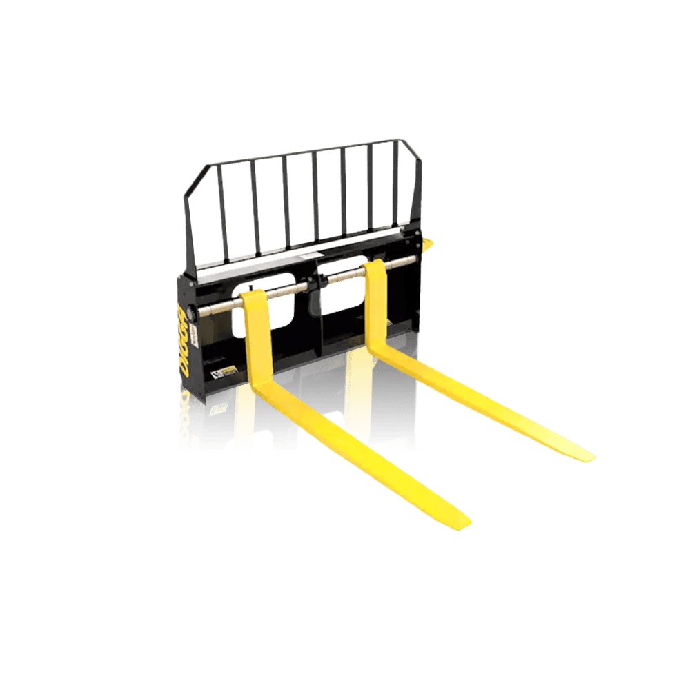 Forklift attachment for mini skid steers, ideal for construction and landscaping projects.