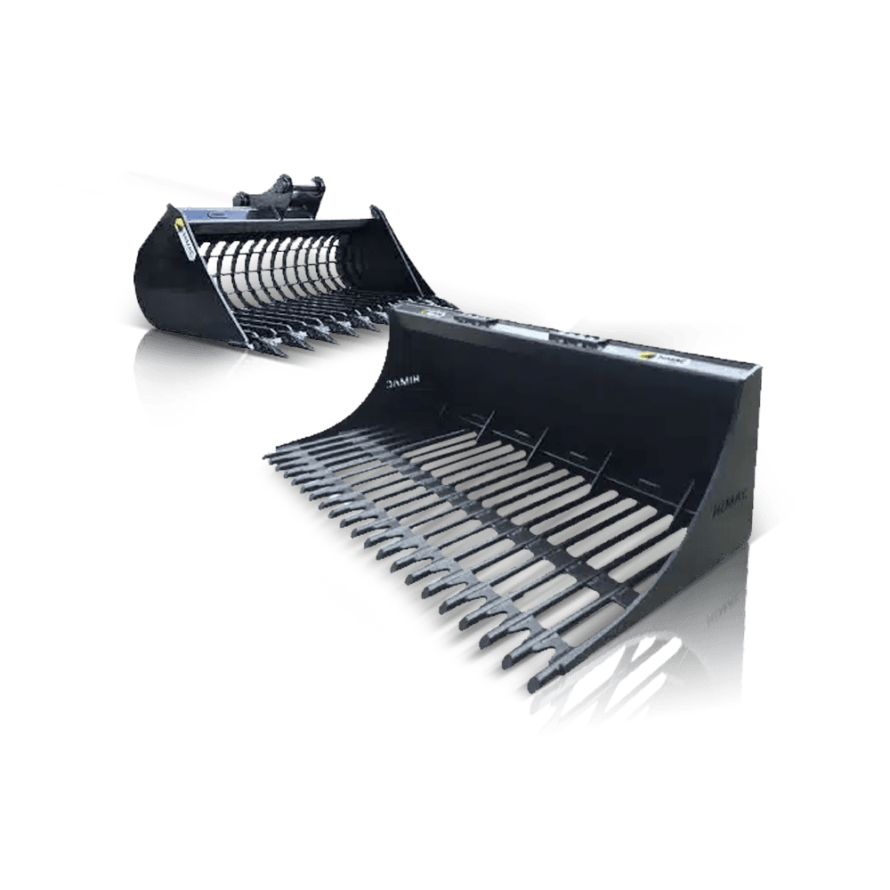 Heavy-duty excavator bucket for efficient digging and site work.