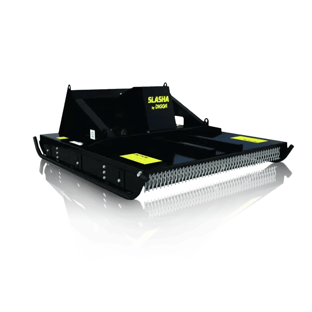 High-capacity trencher attachment for Miniquip mini excavators with safety features and durable cutting chain.