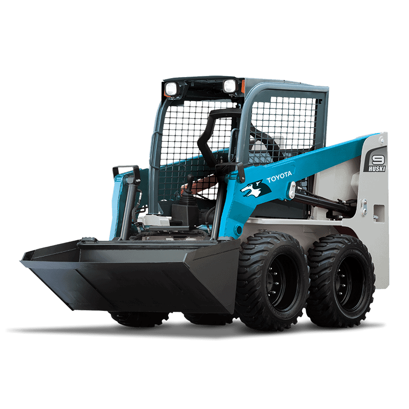 Miniquip mini skid steer loader for construction and landscaping equipment rental.